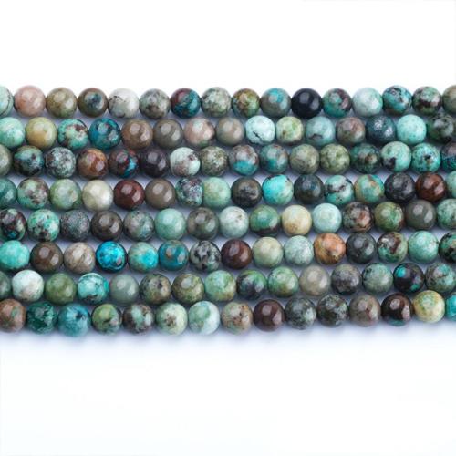Einzelne Edelstein Perlen, Phoenix Türkis, rund, poliert, DIY & verschiedene Größen vorhanden, dunkelgrün, Länge:ca. 38 cm, verkauft von Strang