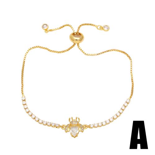 Cubic Zirconia Micro Pave Brass Bracelet, plated, fashion jewelry & micro pave cubic zirconia, golden 