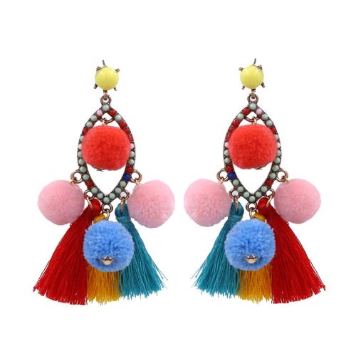 Fashion Tassel Earring, Zinc Alloy, with Cotton Thread & Acrylic, fashion jewelry & for woman & hollow 