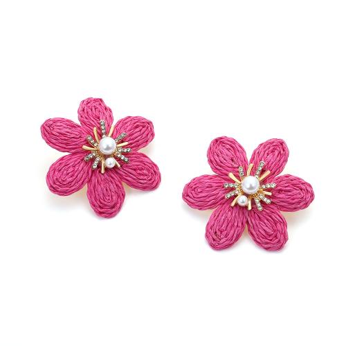Fashion Create Jewelry Earring, Rafidah Grass, with Plastic Pearl, Flower, handmade, fashion jewelry & for woman & with rhinestone [
