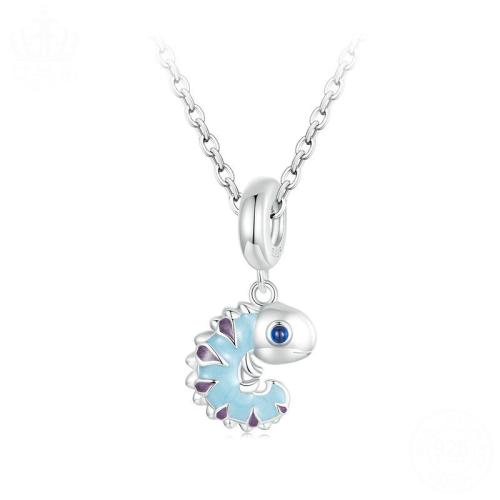 Enamel Sterling Silver Pendants, 925 Sterling Silver, with Spinel, plated & for woman, platinum color 
