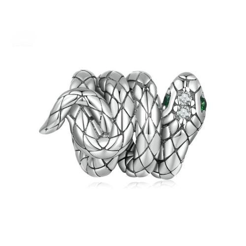 Perle en argent sterling zircone cubique pavent, argent sterling 925, avec Spinelle, serpent, Placage, DIY & pavé de micro zircon, argent Environ 4.5mm, Vendu par PC