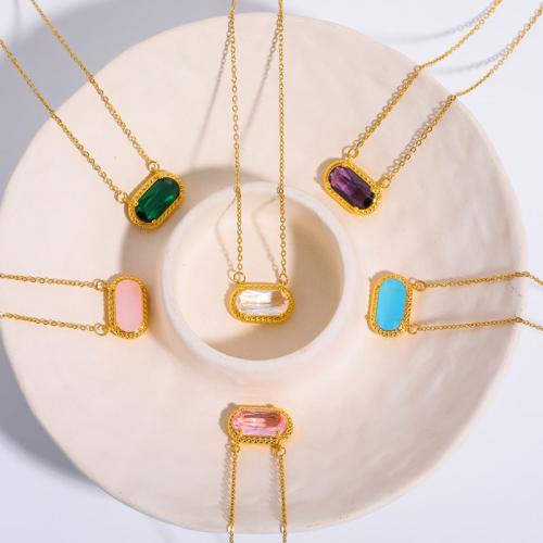 Gemstone Necklaces, Brass, with Titanium Steel & turquoise & Gemstone, with 5cm extender chain, plated & for woman cm 