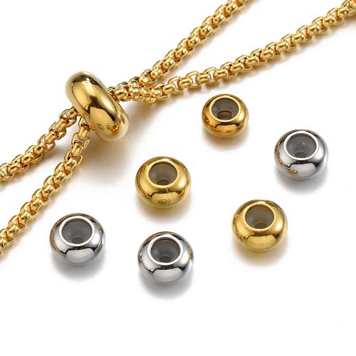 304 Stainless Steel Stopper Beads, Flat Round, machine polished, DIY & Unisex 