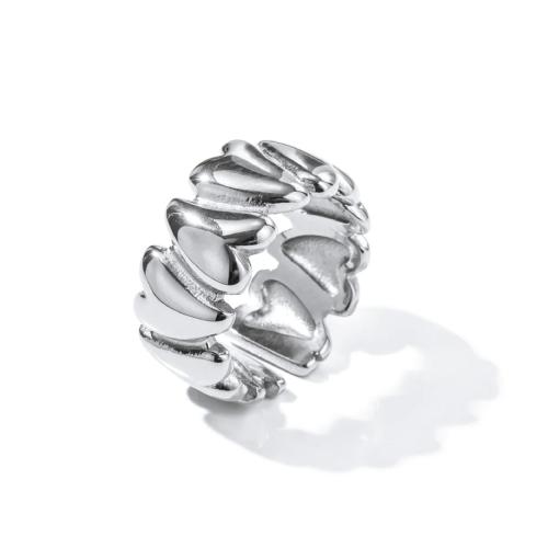 304 Stainless Steel Cuff Finger Ring, Heart, fashion jewelry & for woman, original color, US Ring .5 