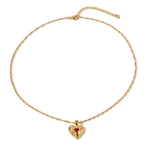 Zinklegierung Halskette, Herz, plattiert, für Frau & mit Strass, keine, Länge:ca. 16.5-19.3 ZollInch, verkauft von PC