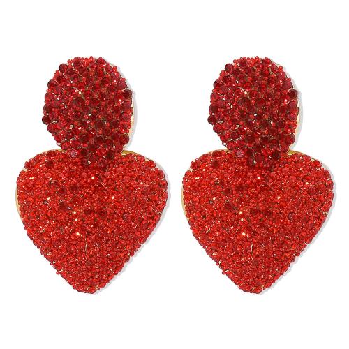 Zinc Alloy Drop Earring, Heart, plated, for woman & with rhinestone 