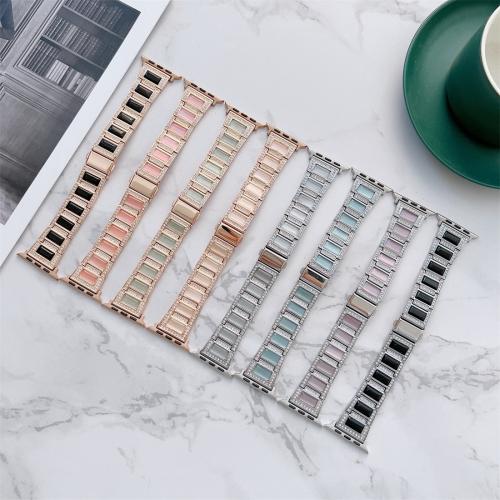 Watch Band, Zinc Alloy, with Cats Eye, for apple watch & Unisex & with rhinestone 