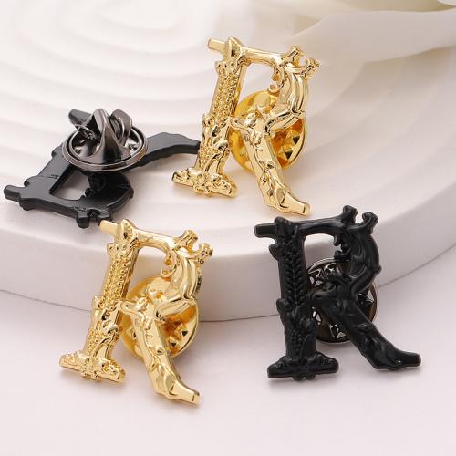 Zinc Alloy Jewelry Brooch, Letter R, for man 