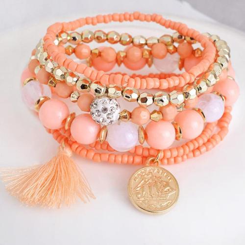 Wrap Bracelets, Zinc Alloy, with Plastic, fashion jewelry & multilayer & for woman Approx 17 cm 