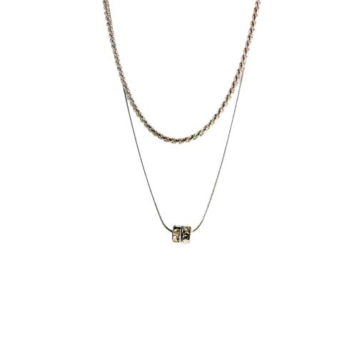 Titan Schmuck Halskette, Titanstahl, mit Verlängerungskettchen von 5cm, Doppelschicht & Modeschmuck & für Frau & mit Strass, originale Farbe, Länge:ca. 40 cm, ca. 45 cm, verkauft von PC[