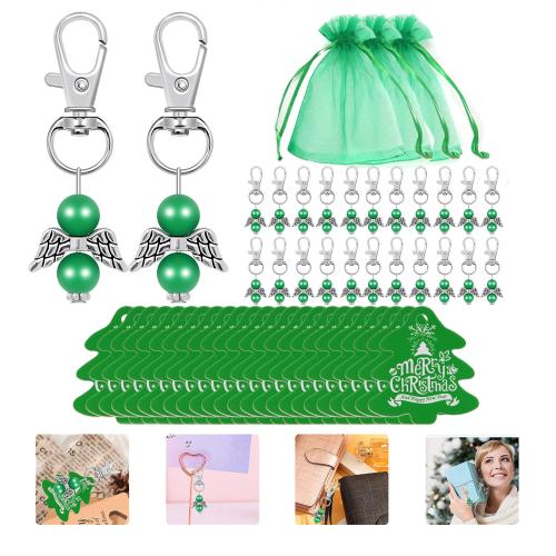 Zinc Alloy Key Chain Jewelry, with Organza & Paper, Christmas Design & DIY 