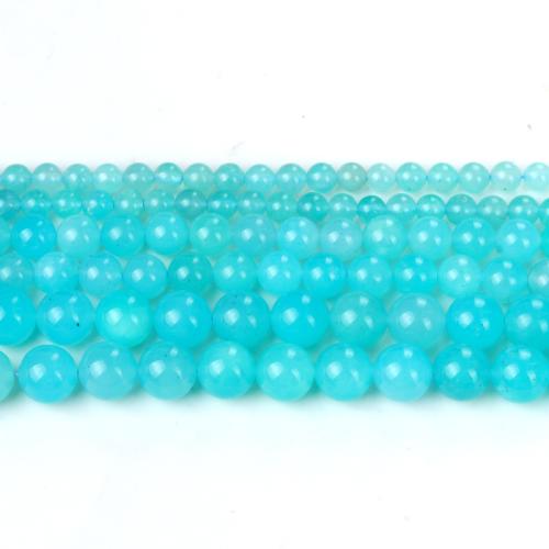 Amazonit Perlen, rund, poliert, Modeschmuck & DIY & verschiedene Größen vorhanden, himmelblau, Länge:ca. 40 cm, verkauft von Strang