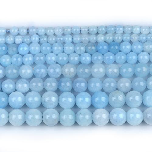 Gefärbte Jade Perlen, rund, poliert, Modeschmuck & DIY & verschiedene Größen vorhanden, seeblau, Länge:ca. 38 cm, verkauft von Strang