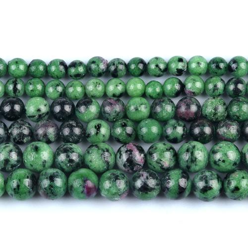 Perles en rouge vert, Rubis en Zoïsite, Rond, poli, bijoux de mode & DIY & normes différentes pour le choix, couleurs mélangées Environ 38 cm, Vendu par brin