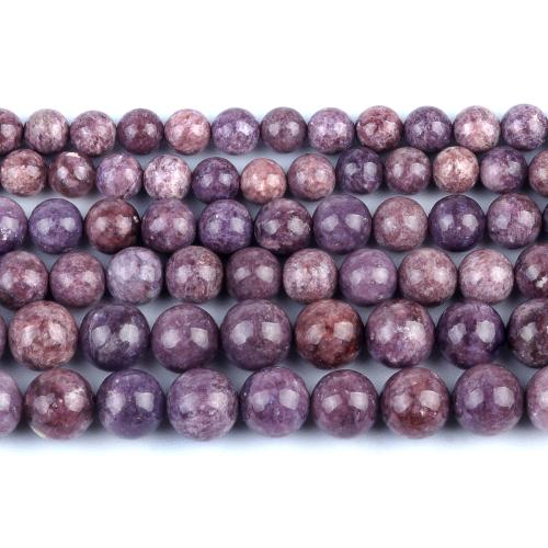 Gemischte Edelstein Perlen, Natürlicher Lepidolith, rund, poliert, Modeschmuck & DIY & verschiedene Größen vorhanden, violett, Länge:ca. 38 cm, verkauft von Strang