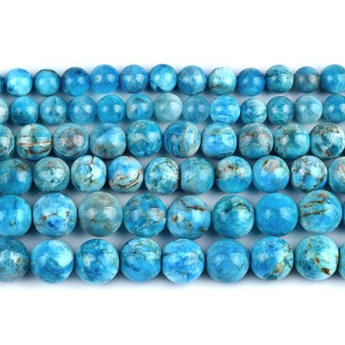 Apatite Beads, Apatites, Round, polished, fashion jewelry & DIY blue Approx 38 cm 
