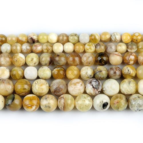 Opal Perlen, Gelber Opal, rund, poliert, Modeschmuck & DIY & verschiedene Größen vorhanden, gemischte Farben, Länge:ca. 38 cm, verkauft von Strang
