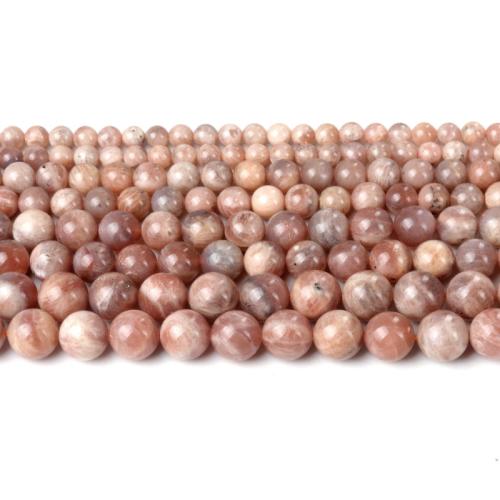 Sunstone Bead, Round, polished, fashion jewelry & DIY mixed colors Approx 40 cm 