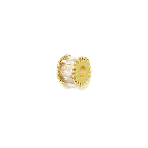 Brass Spacer Beads, 18K gold plated, DIY & micro pave cubic zirconia, Approx 
