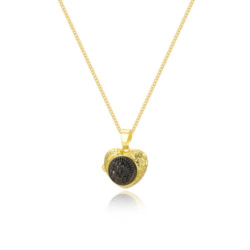 Fashion Locket Necklace, Brass, with 5cm extender chain, 18K gold plated, fashion jewelry & for woman Approx 45 cm [