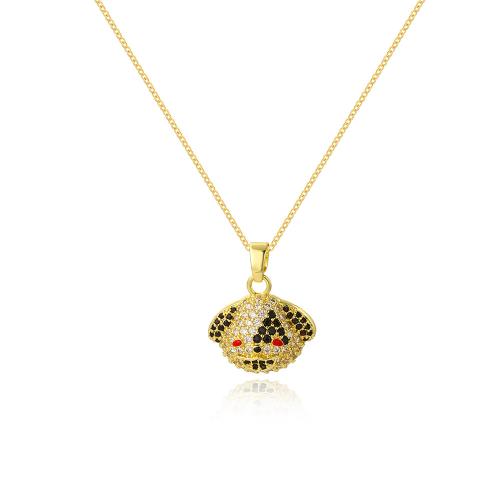 Cubic Zircon Micro Pave Brass Necklace, with 5cm extender chain, Panda, 18K gold plated, fashion jewelry & micro pave cubic zirconia & for woman Approx 45 cm 