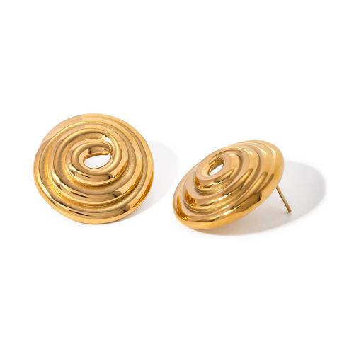 Edelstahl Stud Ohrring, 304 Edelstahl, 18K vergoldet, Modeschmuck & für Frau, goldfarben, 29x28.3mm, verkauft von Paar