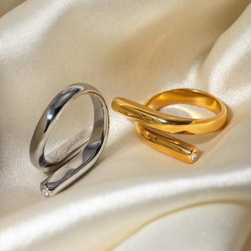 Нержавеющая сталь Rhinestone палец кольцо, Нержавеющая сталь 304, вакуумное ионное покрытие, ювелирные изделия моды & Женский & со стразами, Много цветов для выбора, продается PC