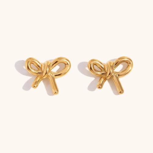 Stainless Steel Stud Earring, 316L Stainless Steel, Bowknot, Vacuum Ion Plating, fashion jewelry & for woman 