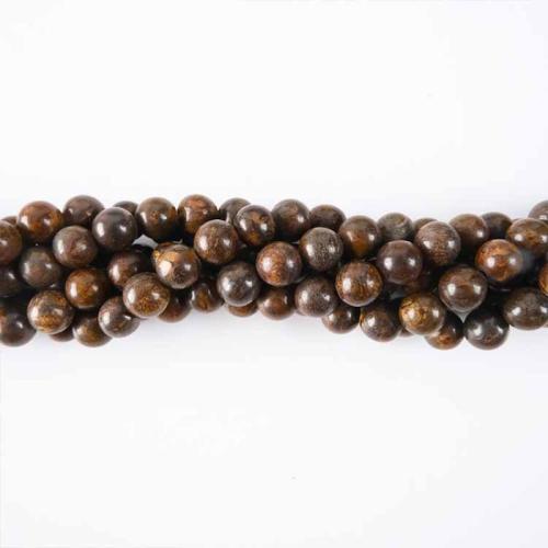 Bronzit Stein Perlen, rund, DIY & verschiedene Größen vorhanden, braun, Länge:ca. 38 cm, verkauft von Strang[