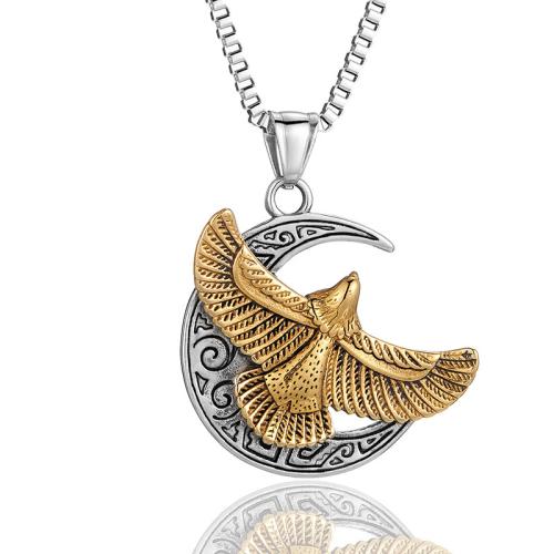 Stainless Steel Jewelry Necklace, 304 Stainless Steel, eagle, Vacuum Ion Plating, fashion jewelry & for man 
