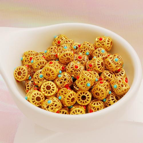Zinc Alloy Jewelry Beads, with turquoise, gold color plated, DIY & micro pave cubic zirconia 