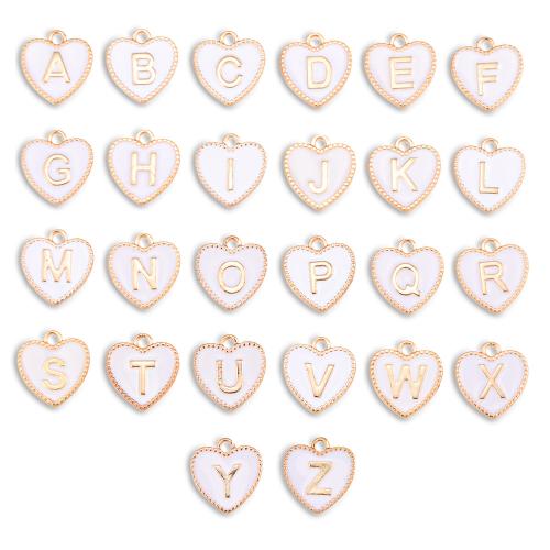 Zinc Alloy Heart Pendants, gold color plated, double-sided enamel & DIY 