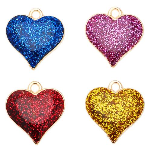 Zinc Alloy Heart Pendants, gold color plated, DIY & enamel 