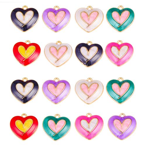 Colgantes de Aleación de Zinc en Forma de Corazón, chapado, Bricolaje & esmalte, más colores para la opción, 17x18mm, 20PCs/Bolsa, Vendido por Bolsa