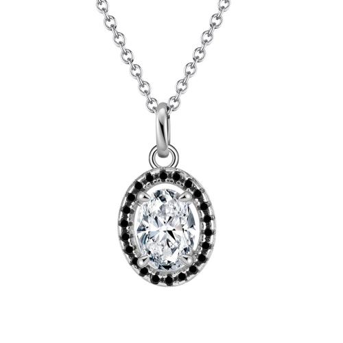 Cubic Zirconia Micro Pave Sterling Silver Necklace, 925 Sterling Silver, with Gemstone, plated, micro pave cubic zirconia & for woman, platinum color Approx 45 cm 