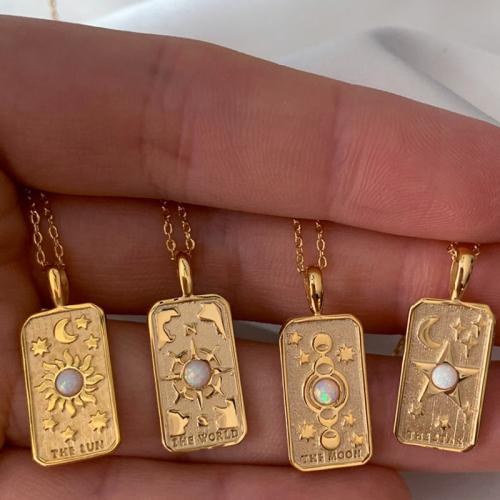 Collier de bijoux de titane, Acier titane, avec Opale, avec 5cm chaînes de rallonge, modèles différents pour le choix & pour femme, doré cm, Vendu par PC