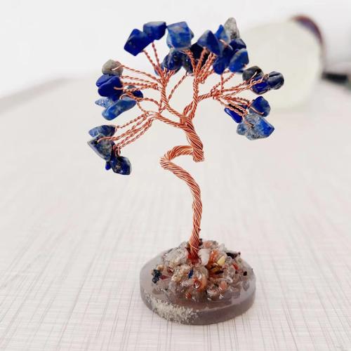 Rich Tree Decoration, Quartz, with brass wire & Agate, for home and office 