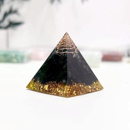 Natürlicher Quarz Pyramid Dekoration, mit Goldfolie, für Zuhause und Büro, keine, 36x40x40mm, verkauft von PC