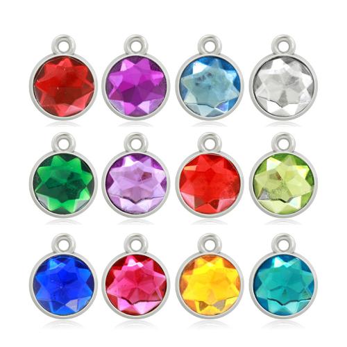 Crystal Zinc Alloy Pendants, with Crystal, silver color plated, DIY Outer 12.5mm 