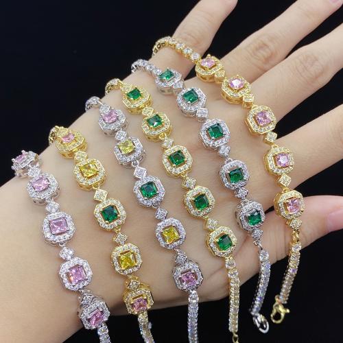 Zinc bracelets en strass en alliage , alliage de zinc, Placage, bijoux de mode & pour femme & avec strass, plus de couleurs à choisir Environ 17 cm, Vendu par PC