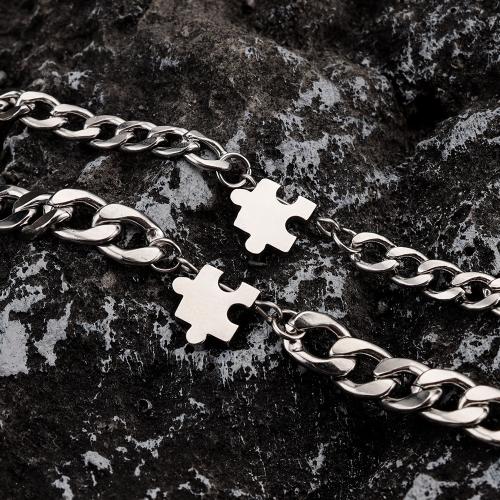 Titanium Steel Bracelet & Bangle, with 5cm extender chain, 2 pieces & fashion jewelry & Unisex, original color Approx 18 cm 