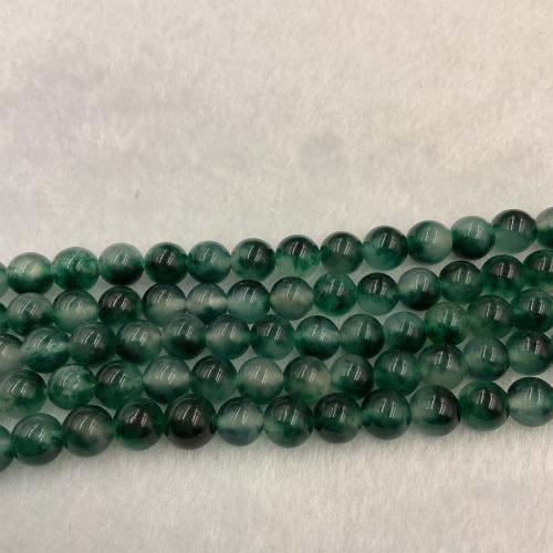 Einzelne Edelstein Perlen, Chalzedon, rund, poliert, Modeschmuck & DIY & verschiedene Größen vorhanden, grün, Länge:ca. 38 cm, verkauft von Strang