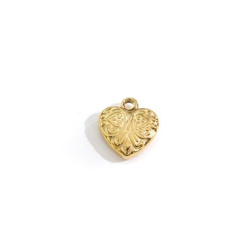 pendentifs de cœur en inox , Acier inoxydable 304, coeur, Placage ionique sous vide, bijoux de mode & DIY, doré Vendu par PC