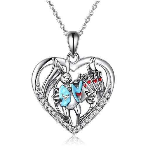 Enamel Zinc Alloy Necklace, with 5cm extender chain, Heart, antique silver color plated, fashion jewelry & for woman & with rhinestone & hollow, mixed colors Approx 45 cm 