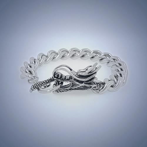 Titanium Steel Bracelet & Bangle, Dragon, polished, fashion jewelry & for man Approx 22 cm 
