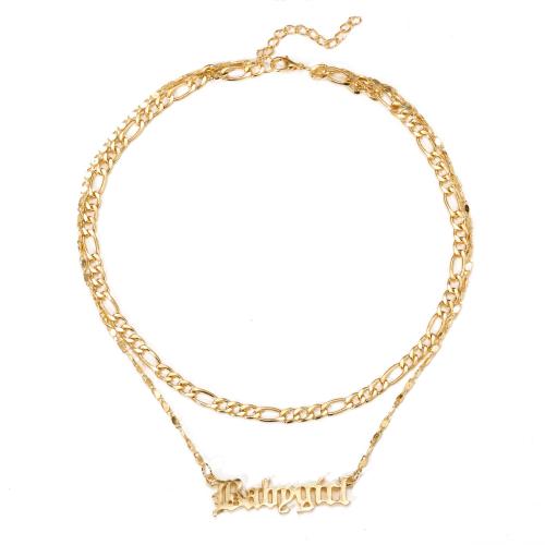 Zinc Alloy Necklace, with 5cm extender chain, plated, Double Layer & fashion jewelry & for woman, gold .5 cm, 45 cm 