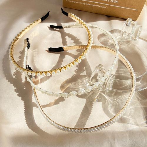 Banda del Pelo, aleación de zinc, con Perlas plásticas, diferentes estilos para la opción & para mujer, Vendido por UD[