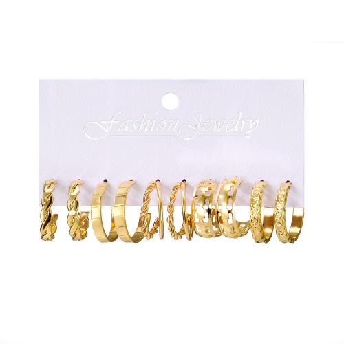 Zinc Alloy Earring Set, gold color plated, for woman & hollow 