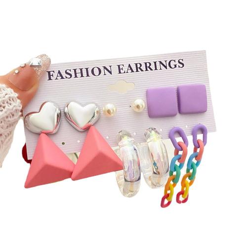 Zinc Alloy Earring Set, with Resin & for woman, earring length 5-65mm 
